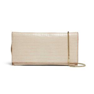 Sondra Roberts Beige Flap Clutch